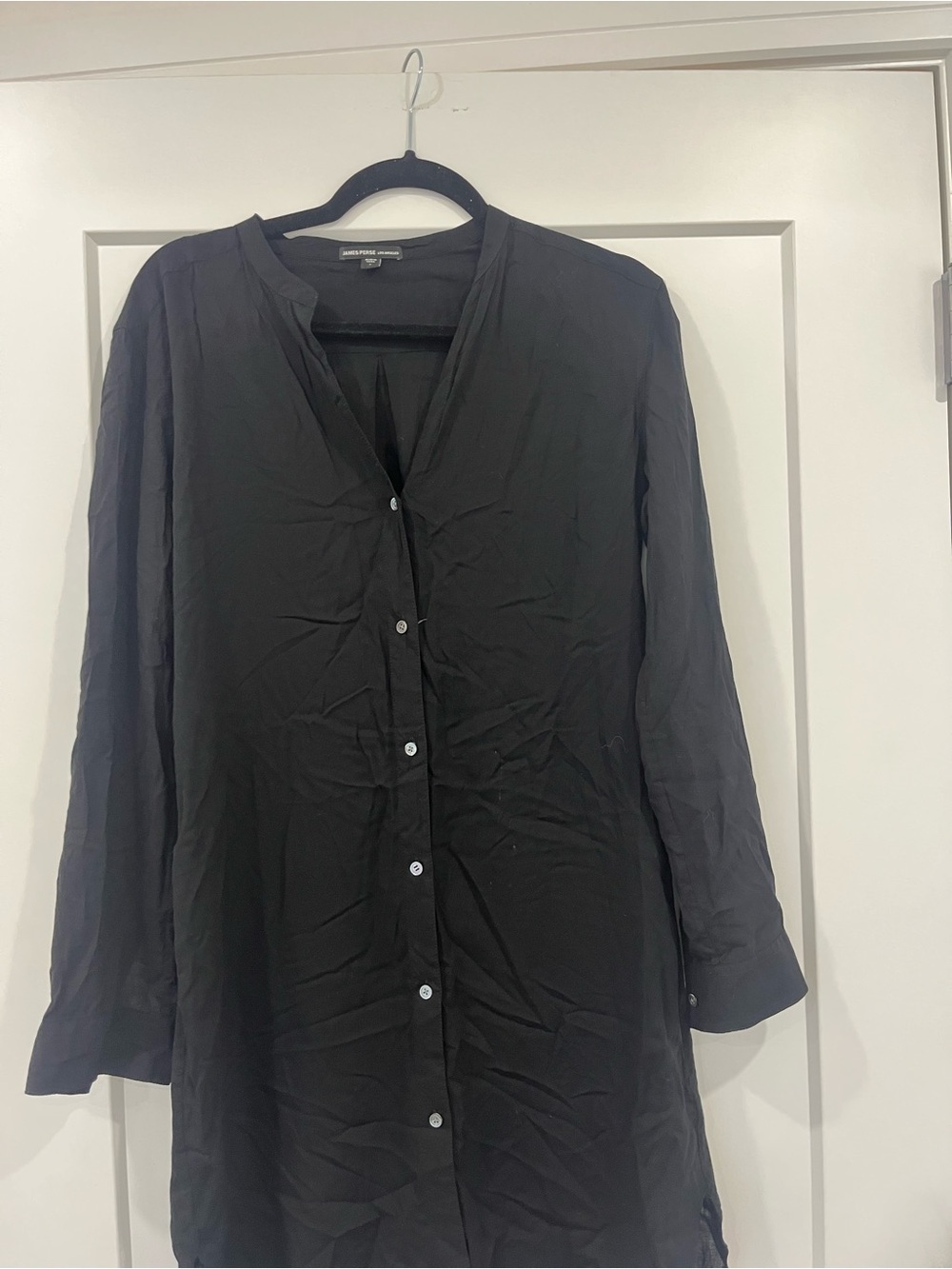 James Perse Black Long Button-Front Dress